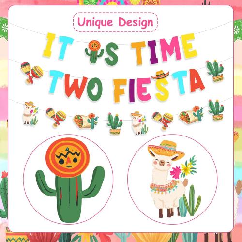 Taco Twosday Bday Party Decoration It is Time Two Fiesta Birthday Banner Garland Mexican Bday Party Decorations for Fiesta 2nd Birthday Cinco De Mayo Party Supplies