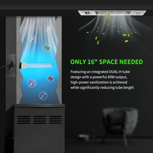80W UV Light for HVAC Systems- Ozone-Free Commercial/Whole House Duct UVC Lamp with Ceramic Base, Dual H-Tube 99.9% Efficiency with 253.7nm, for Hotel, Mall, School, Hospitals and other large places