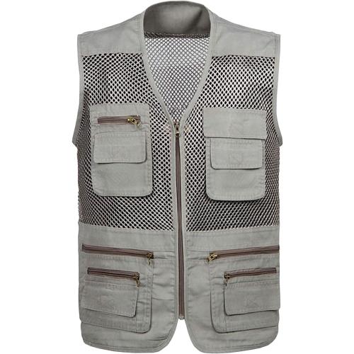 Size L Locachy Men's Summer Outdoor Work Safari Hiking Travel Photo Fishing Vest with Pockets