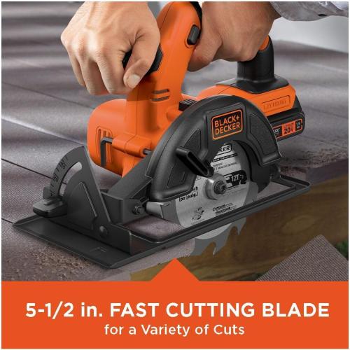 BLACK DECKER 20V MAX POWERCONNECT 5-1/2 in. Cordless Circular Saw with Battery and Charger (BDCCS20C)