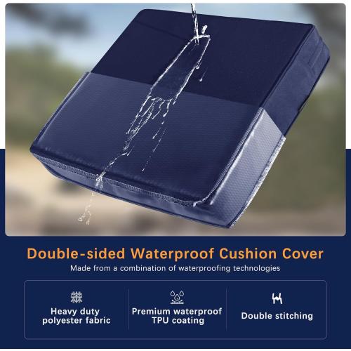 Favoyard Outdoor Seat Cushion Set 22 x 24 Inch Waterproof & Fade Resistant Patio Furniture Cushions with Removable Cover Deep Seat & Back Cushion with Handle and Adjustable Straps for Chair Sofa Couch