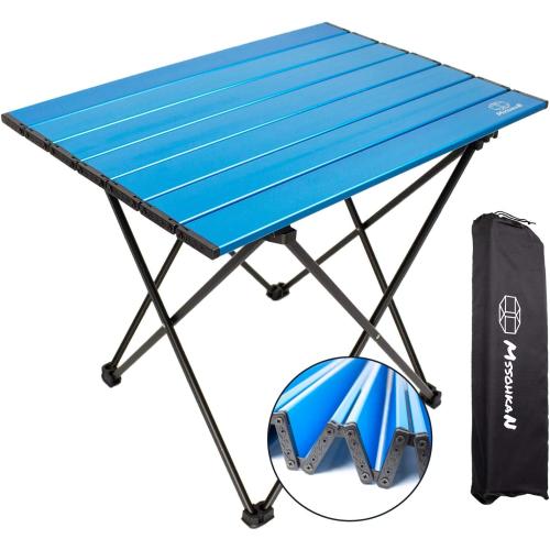 Camping Table Folding Portable Camp Side Table Aluminum Lightweight Carry Bag Beach Outdoor Hiking Picnics BBQ Cooking Dining Kitchen Blue Small
