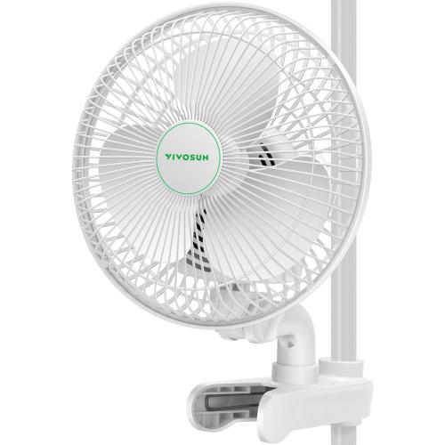 VIVOSUN AeroWave A6 Grow Tent Clip Fan, Patented Portable Auto Oscillating Fan 6” with 2-Speed, Strong Airflow but Low Noise, and Fully-Adjustable Tilt for Hydroponic Ventilation, White, 1-Pack