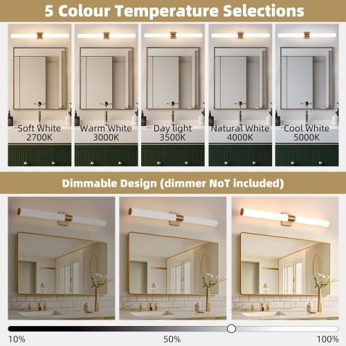 Modern Wall Sconce 39 Ihch Gold Bathroom Sconces LED Wall Lighting Fixtures with Acrylic Shade Hardwired Long Vanity Lights Over Mirror for Bedroom Living Room Hallway