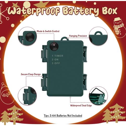 Christmas Lights Battery Operated Outdoor Waterproof, Multicolor Christmas Lights with Timer 16.4ft 50LED Christmas Decorations Garland Party Garden