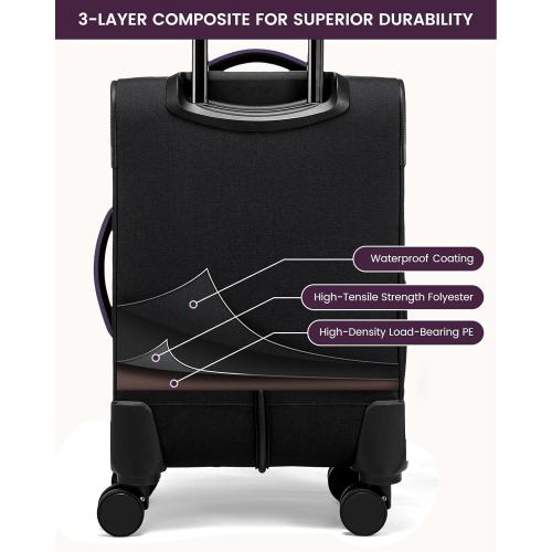 LOVEVOOK 4 Pcs Carry On Luggage 22x14x9 Airline Approved, 20 Inch Carry On Suitcases with Wheels, Softside Rolling Suitcase for Women Men, with TSA Lock Weekender Travel Luggage