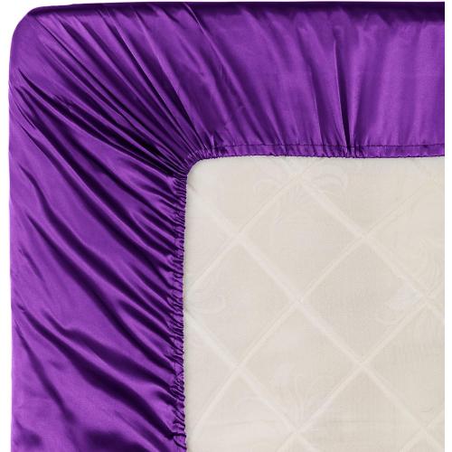 Homiest Purple Satin Fitted Sheet - Twin Size, Deep Pocket, Luxury & Ultra Soft Bedding