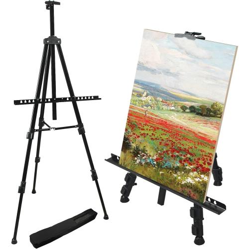RRFTOK Art Painting Display Easel Stand,72Inches Portable Adjustable Metal Tripod with Artist Easels for Canvases Height from 22-72”for Table-Top/Floor Paint and Displaying,Black