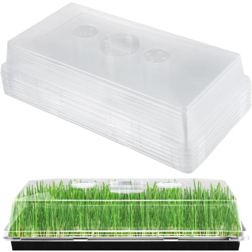 Apipi 10 Pcs 4'' High Durable Humidity Domes - Thickened 1020 Seed Starting Tray Covers with Adjustable Vents, Greenhouse Plant Growing Lid Dome for Seedling Growth Well Water Retention