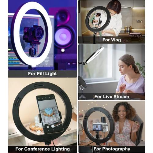 Ring Light Wall Mout Phone Holder, 10'' Ring Light with Wall Folding Arm Compatible with iPhone 15 14 13 12 11 Xr Xs X 9 8 7 Plus and Samsung Cell Phones and Webcams