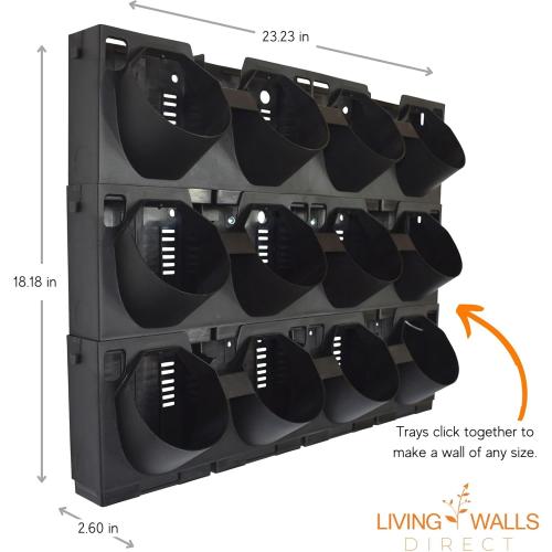 Wall Planter | Bustani 2x4 Vertical Garden | 8 Pot Living Wall Planter - Easy to Create Indoor Living Wall for Home/Office | Great Decor for Patios & Entryways | Made of Plastic