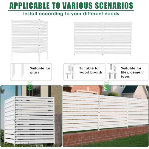 WHITE Metal Privacy Fence Panels for Outside, 42 H x 38 W (2 Panels) Air Conditioner Fences, Pool Equipment Enclosure Trash Can Fence, No Dig Privacy Screen Fencing for Outdoor, White