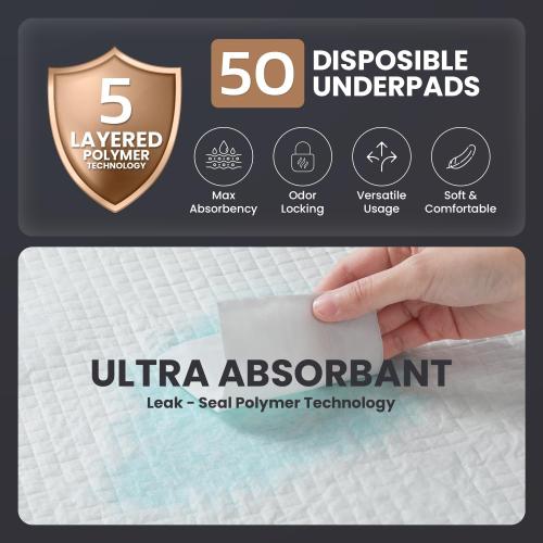 50 Count Incontinence Bed Pads Disposable 40'' x 36'' - 125 Gram Heavy Duty Super Absorbent Underpads Chucks Pads for Adults Elderly, and Pets ‼️may be missing pieces‼️