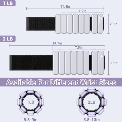 Sportneer Wrist & Ankle Weights for Women Men - 1 Pair (1 lb/2 lb Each) | Adjustable Weighted Bracelet Silicone Bangles for Yoga, Dance, Pilates, Cardio, Aerobics, Gym, Pool Exercises and Jogging