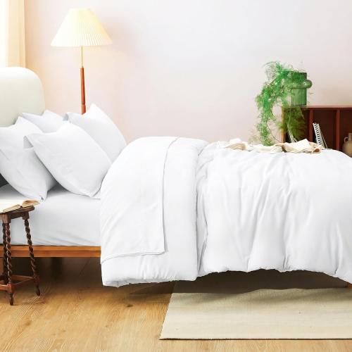 CozyLux Queen Comforter Set White, 7 Pieces Bed in a Bag Queen Comforter Set with Sheets, Luxury Soft Bedding Sets with Down Alternative Comforter, Fitted Sheet, Flat Sheet, Pillowcases & Shams