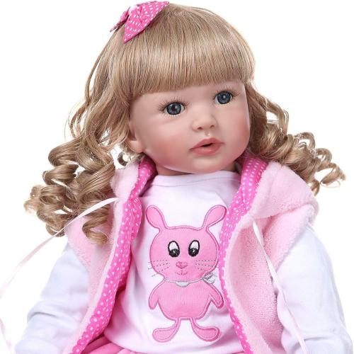 Pinky Reborn Lovely 24inch Reborn Baby Doll Realistic Real Looking Reborn Toddler Dolls Lifelike Soft Child Growth Partner Lovely Birthday Xmas Present