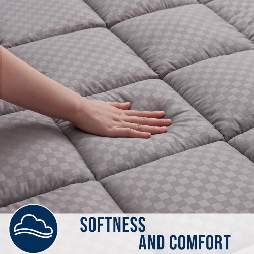 OLANLY King Quilted Fitted Mattress Pad, Cooling Soft Mattress Topper, Elastic Fitted Mattress Cover Stretches up to 21 Inches Deep, Machine Washable Mattress Protector (78in x80 inch, Light Grey)