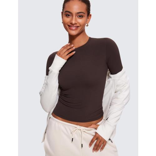 CRZ YOGA Softembrace Crewneck Long Sleeve Shirts for Women - Casual Going Out Tops Soft Basic Fitted Tight Fall T-Shirts Size XL