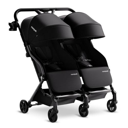 Mompush Lithe Double Stroller for Infant and Toddler, Lightweight Side by Side Twin Stroller, Only 25 lbs, 30-Inch Slim Fit Through Doorways, One-Step Fold, Independent Recline, UPF 50  Canopy