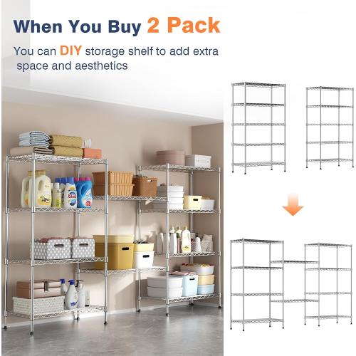 5-Tier Heavy Duty Metal Shelf,Chrome Wire Shelving Unit 35Wx18Dx71H | Height Adjustable Storage Wire Shelves with Lockable Wheels for Garage,Kitchen,Office,Bathroom,Studio