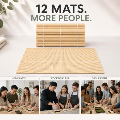Hoolerry 12 Pcs Sushi Rolling Mat Bulk, Bamboo Sushi Making Roller
