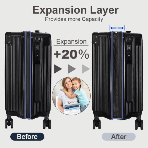 3-Piece Expandable Luggage Set Suitcase in Classic Black -Double Wheel Stability & Secure TSA Locks(20in24in28in)