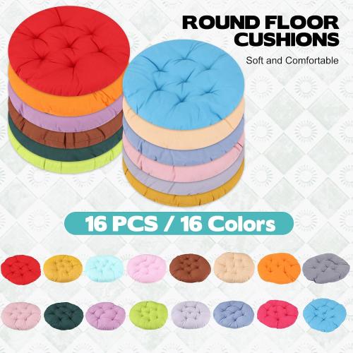 16 Pcs 16 Inch Round Floor Pillows Round Floor Cushions for Kids and Toddlers Flexible Seating Pillows Chair Floor Cushion Reading Cushion for Classroom Home School Playing Supplies(16 Colors)