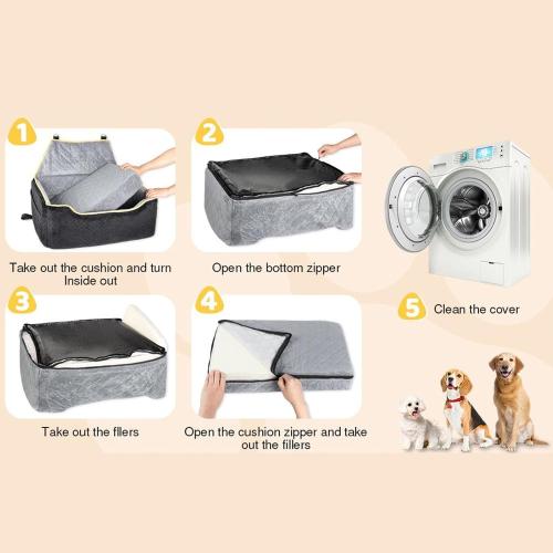 Dog Car Seat for Large/Medium Dog, Dog Booster Seat for Dogs Under 55Lbs Or 2 Small Dogs, Detachable and Washable Travel Dog Seat with Thick Cushion and Storage Pockets,Black