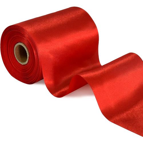 TONIFUL 4 Inch x 22Yards Wide Red Satin Ribbon Solid Fabric Large Ribbon for Cutting Ceremony Kit Grand Opening Chair Sash Table Hair Car Bows Sewing Craft Gift Wrapping Wedding Party Decoration