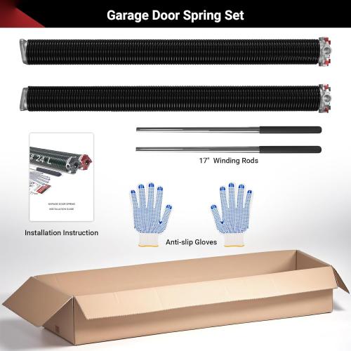 Garage Door Spring 0.250 x 2” x 35” (Pair), 18000 Cycles Garage Spring Door Replacement, Heavy-Duty & Long-Lasting Garage Door Torsion Spring