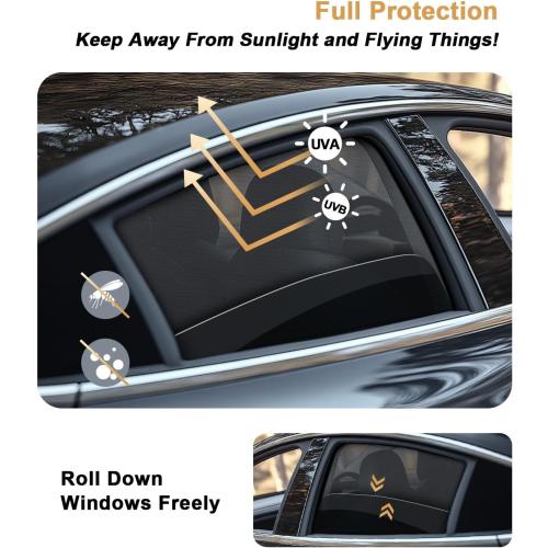 ECOZEN Car Window Sunshade for 2024-2025 2026 Toyota Tacoma Accessories - 4 Pcs Pack Side Sun Shade Magnetic Sunshade Insulate Heat & UV with Breathable Mesh - 2024-2026 Tacoma Double Cab Only