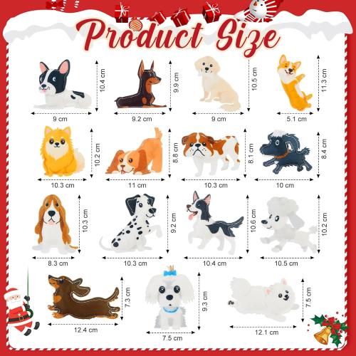 CAT Remerry 15 Pieces Christmas Felt Cat Ornaments Christmas Hanging Figurine Ornaments Set Woodland Decorative Hanging for Xmas Tree Home Decorations