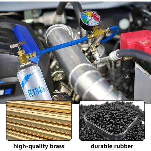 BFXM R134A Refrigerant Charge Hose, AC Recharge Hose with Gauge