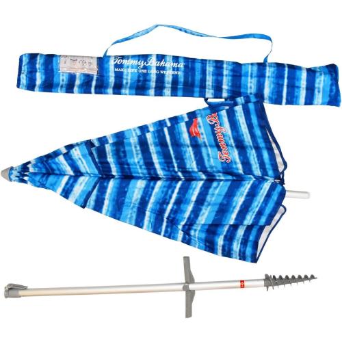 Tommy Bahama Sand Anchor 7 feet Beach Umbrella with Tilt and Telescoping Pole (Blue)