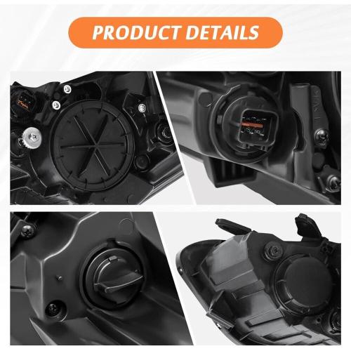 Chrome Headlights Headlamps Assembly w/Bulbs Compatible with 2011-2013 Hyundai Elantra US Built 92101-3Y000, 92102-3Y000 Direct Replacement