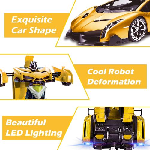 Remote Control Car - Transform Robot Toys for Boys Teens, Rechargeable RC Cars with Lights, 2.4Ghz RC Car 1:18 Rechargeable 360° Rotating Race Transform Car Birthday Christmas Gifts for Kids
