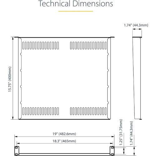 StarTech 1U Vented Server Rack Shelf, 16in, 30lb (CABSHELFV1U-16-RACK) | EIA-310 19in rack and cabinet fit, 14kg, 40cm mounting depth, SPCC cold-rolled steel, Cantilever tray‼️light dirt and good condition‼️