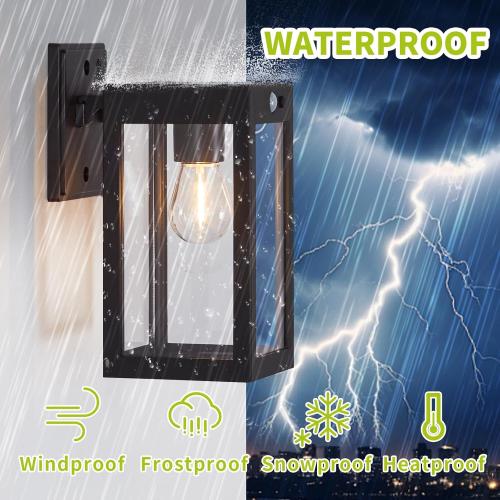 2 Pack Solar Porch Lights Outdoor,Solar Wall Lights with 3 Lighting Modes&Motion Sensor, Dusk to Dawn Sconce Lights Wall Mount,Exterior Wall Lantern Light Fixture for House, Garage,Patio,Shed