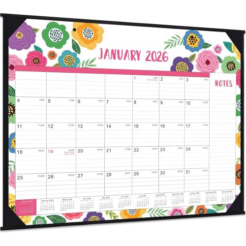 2026 Desk Calendar - Large Desk Calendar 2026, Jan. 2026 - Dec. 2026, 22 x 17, 2026 Calendar 12 Month with Corner Protectors, Desk Pad, To-Do List & Notes, Desk/Wall Calendar for Organizing - Colorful Floral