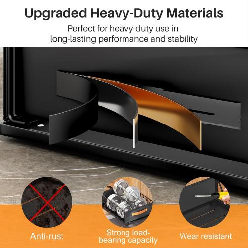 Pull out Cabinet Organizer Fixed with Adhesive Nano Film,Heavy Duty Slide out Pantry Shelves Drawer Storage,Sliding Mesh Cabinet Basket with Handle for Kitchen, Bathroom,Home, 15.8W X 21D X6.2H