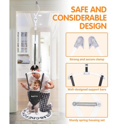 Baby Door Jumper with Soft Rug, Durable Toddler Bouncer with Adjustable Height-Funny Baby Walking Harness, Protable Baby Doorway Jumper for Indoor/Outdoor