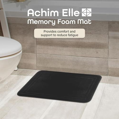 OEKO TEX Memory Foam Bathroom Rugs - 17 x 24 Inch (Elle Black) - Ultrasoft Non Slip Bath Mat for Bathroom Floor, Shower, Bedroom & Kitchen - Quick Dry Washable Dense Memory Foam Bath Mat Shower Rug
