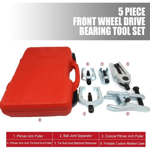 5pcs Front End Service Tool 5-in-1 Ball Joint Separator, Pitman Arm Puller, Tie Rod Set for Service, Splitter Removal Kit