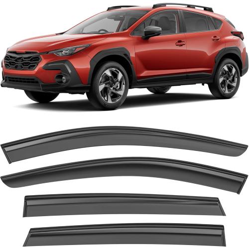 Shatterproof Taped-On Window Deflectors for Subaru Crosstrek 2024 2025 with Black Trim, Rain Guards, Window Visors for Cars, Vent Deflector, 4pcs