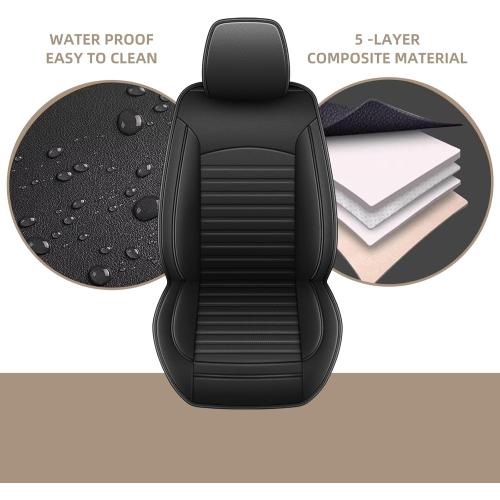 Front Car Seat Covers Custom Fit for Ford Edge 2007-2025, Leather Car Seat Covers Waterproof Automotive Seat Cushion Protector(2PCS Black)