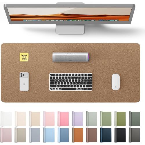 YSAGi Leather Desk Protector, Office Mat, Large Mouse Mat, Non-Slip PU Leather Blotter, Laptop Desk Pad, Waterproof Writing Pad for Office and Home (Bronze, 23.6 x 13.8)