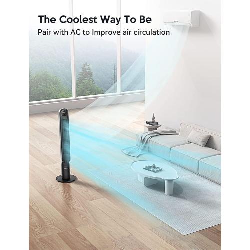 VAGKRI Tower Fan for Bedroom, 42 Inch Quiet Floor Fan with 135° Vertical 90°Oscillation Fans for Indoors, 4 Modes, 4 Speeds, 15H Timers Standing Bladeless Fans with Remote Black