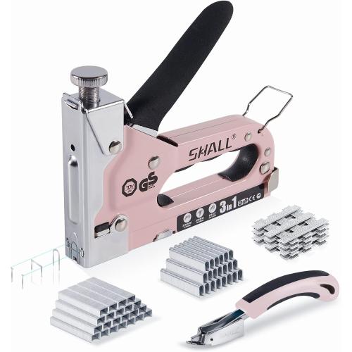 SHALL Staple Gun Heavy Duty, 3-in-1 Upholstery Staple Gun Kit with 3000 Staples, Stapler Remover, Manual Brad Nailer with Specific Staples Outlet Position Indicator