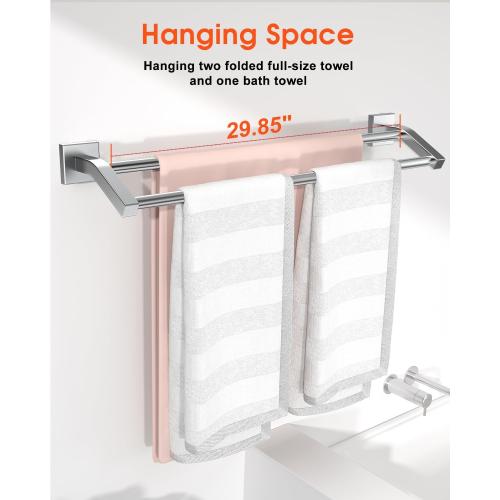 Alise Double Bath Towel Bars Towel Racks for Bathroom,Wall Mount Towel Holder Heavy Duty SUS304 Stainless Steel Towel Hanger Towel Rail,Brushed Nickel