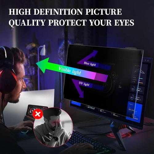 24 Magnetic Computer Privacy Screen 24 inch, Hanging Privacy Screen for Computer Monitor for 16:9 Frameless Monitor, Eye Protection Anti Glare Anti Blue Light Filter